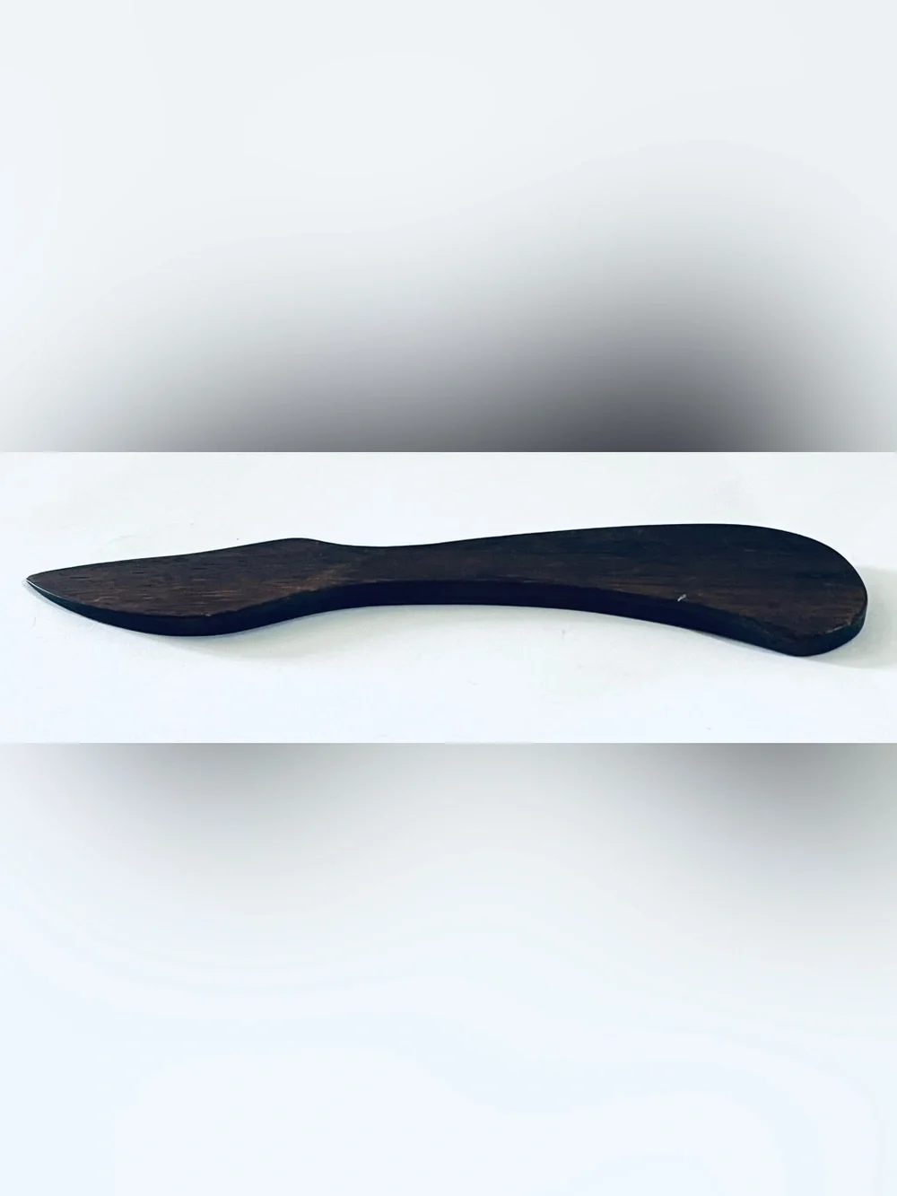 Vintage Hand Carved Wooden Spreader Butter Knife Dark Wood Rustic Kitchen 7.25”